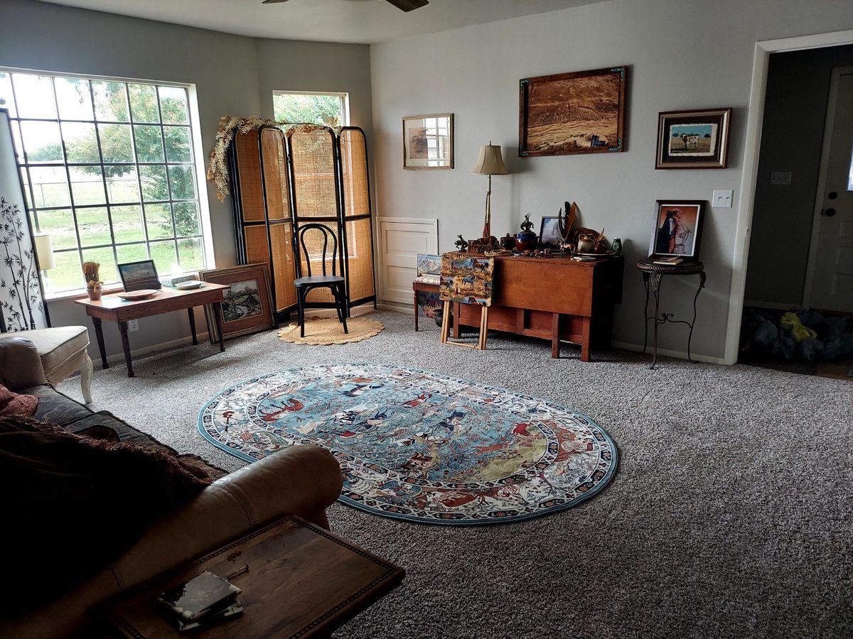 Living room with Western art